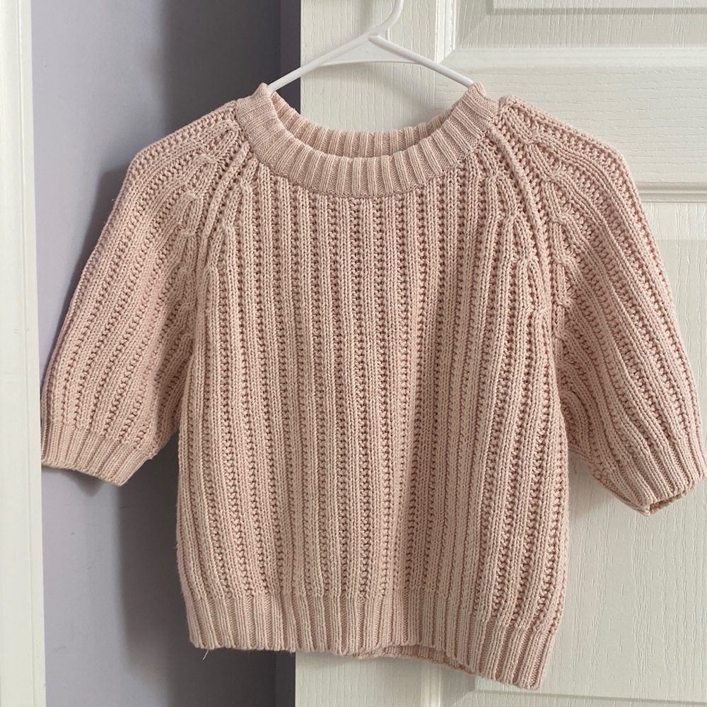 chunky pink short sleeved sweater from sarah taylor